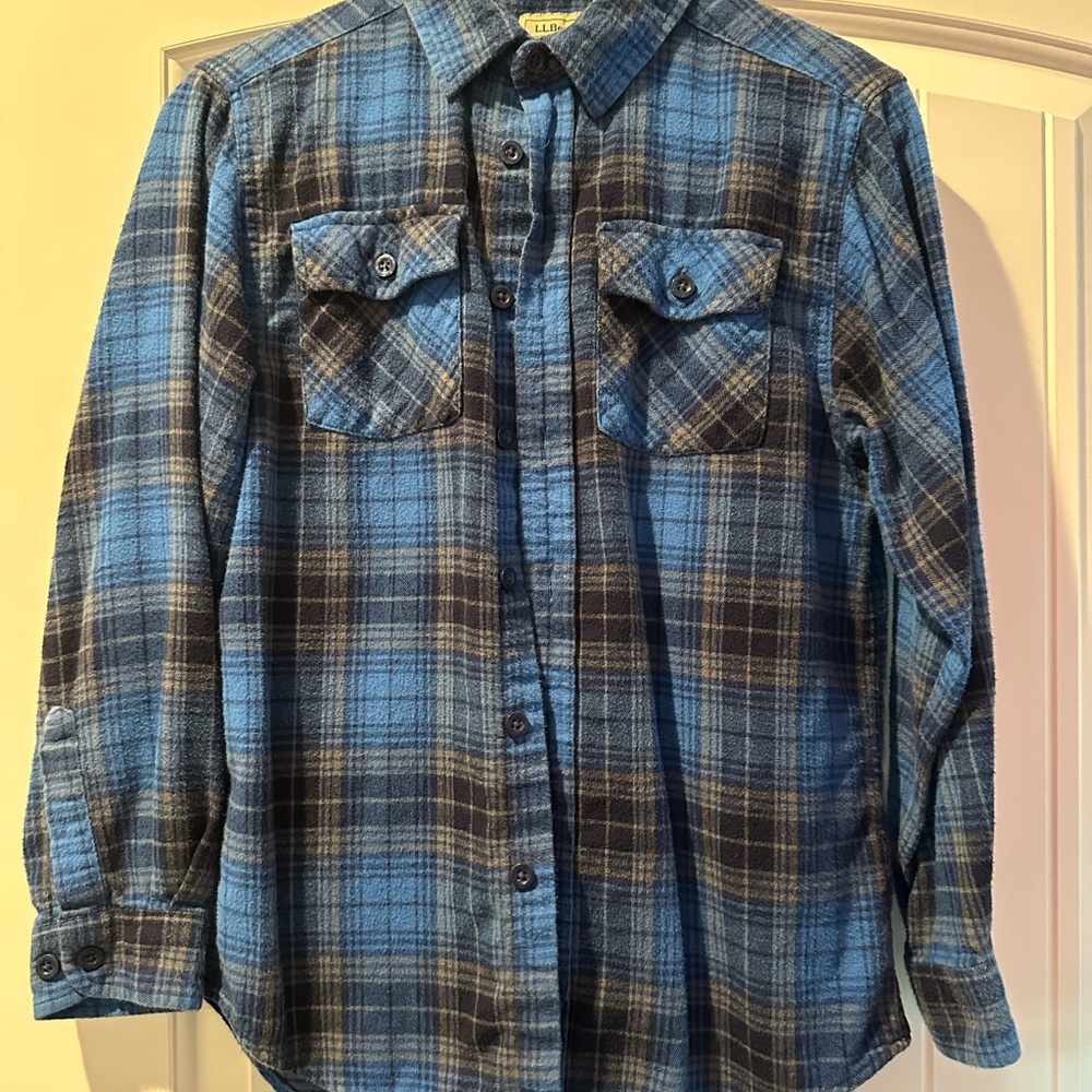 L.L. Bean Blue Checkered Shirt - boys m